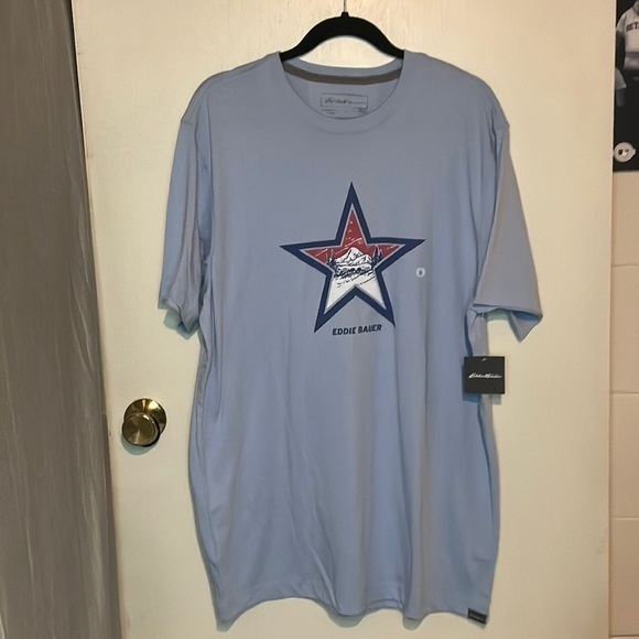 NWT Eddie Bauer Legend Wash Graphic Tee Tall Large,‎ Light Blue with Star ⭐️ ⛰️ - Picture 10 of 10